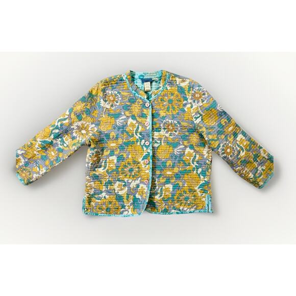 Provence D'Amour Reversible Jacket Women Size XL Cotton Quilted Eyelet Multicolr - Picture 3 of 15